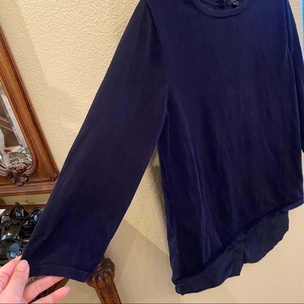 COS Navy 3/4 Sleeve Silk Top Size Medium - Picture 4 of 8
